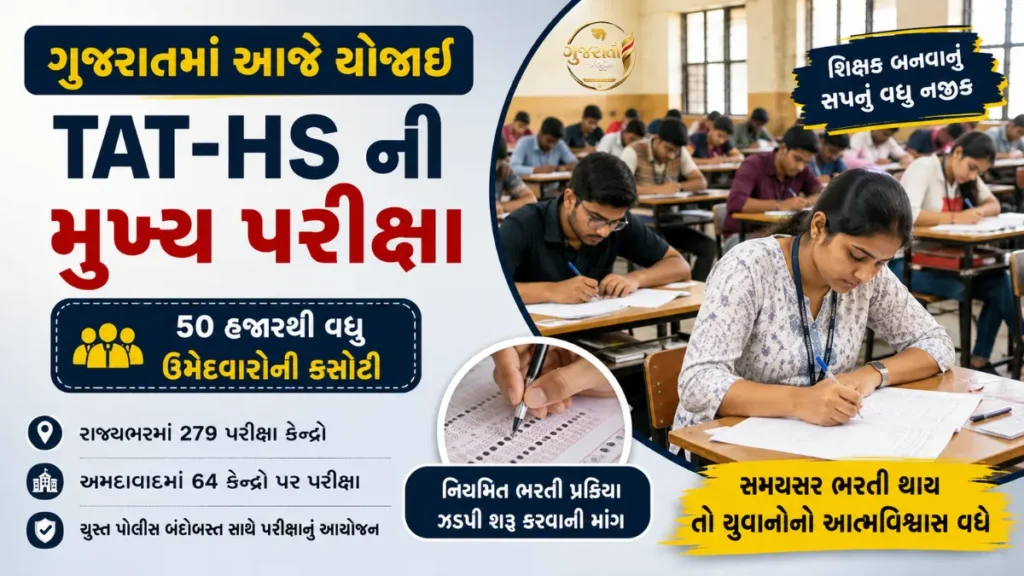 Gujarat TAT HS Exam 2026: અમદાવાદ સહિત ગુજરાતમાં TAT-HSની મુખ્ય પરીક્ષા, 50 હજારથી વધુ ઉમેદવારો પરીક્ષા આપી રહ્યા છે