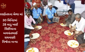 Tarnetar Melo: 30 મિનિટમાં 28 લાડુ ખાઈ વિંછીયાના બળવંતભાઈ રાઘવાણી બન્યા વિજેતા
